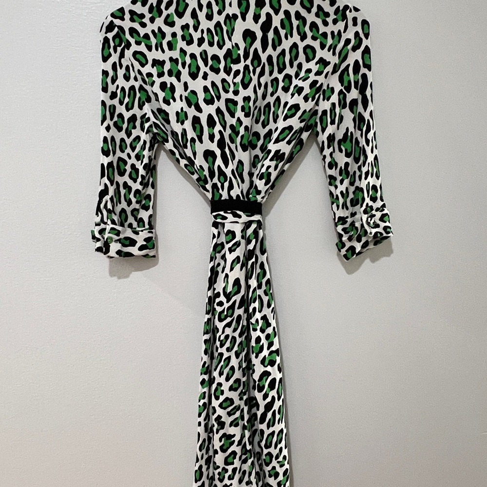 Stylish Green and Black Leopard Print Dress